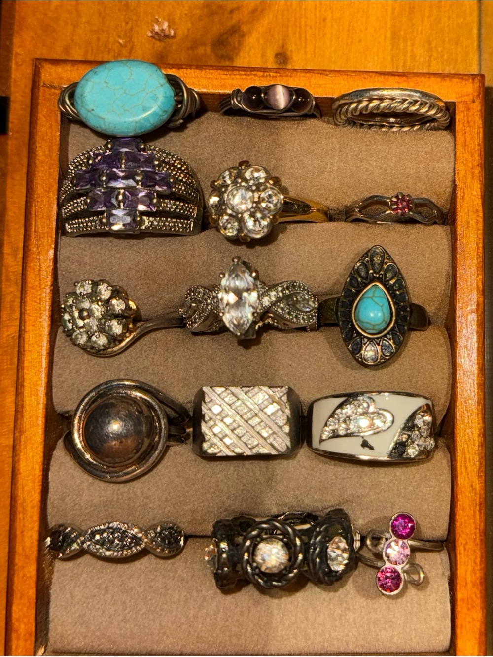 Vintage ring lot many sterling one 18kGE